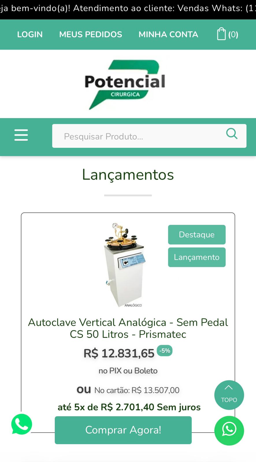 Site indústria hospitalar