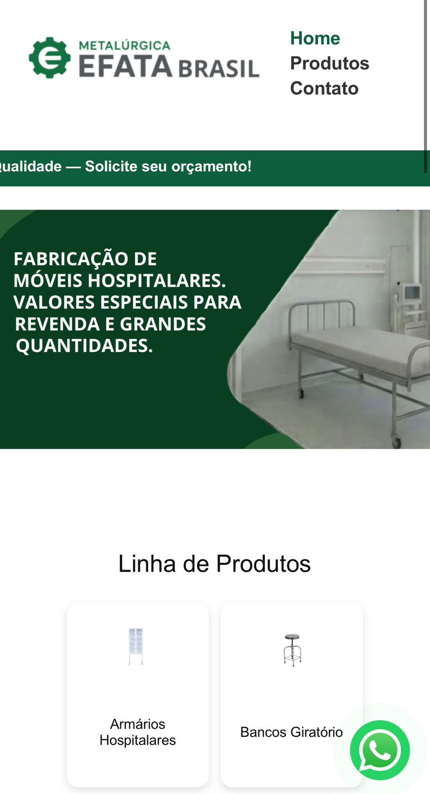 Landing page móveis hospitalares
